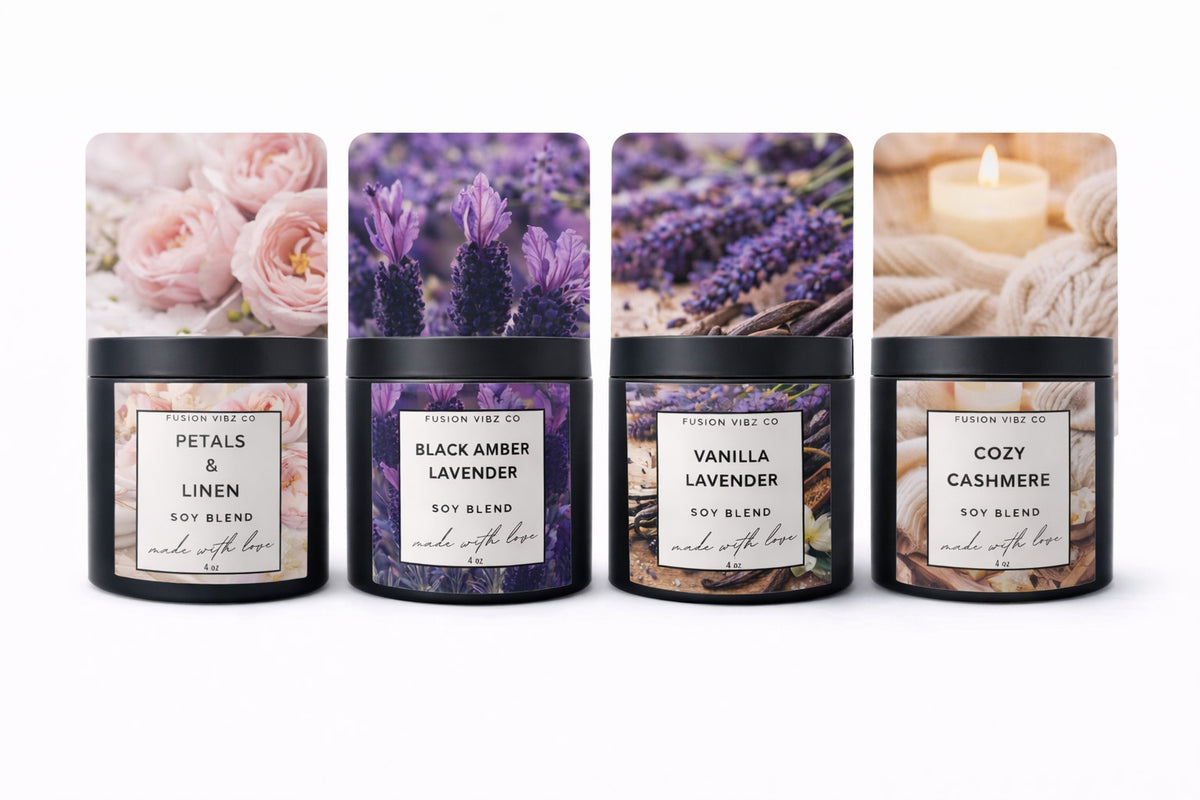Relax & Unwind Wickless Candle Gift Set with Warmer Plate – 4 Pack Scented Flameless Candles, Petals & Linen, Black Amber Lavender, Vanilla Lavender, Cozy Cashmere – Home Fragrance Bundle