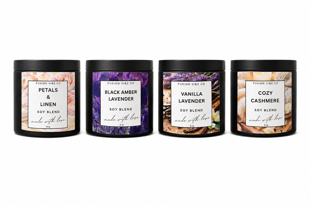 Relax & Unwind Wickless Candle Gift Set with Warmer Plate – 4 Pack Scented Flameless Candles, Petals & Linen, Black Amber Lavender, Vanilla Lavender, Cozy Cashmere – Home Fragrance Bundle