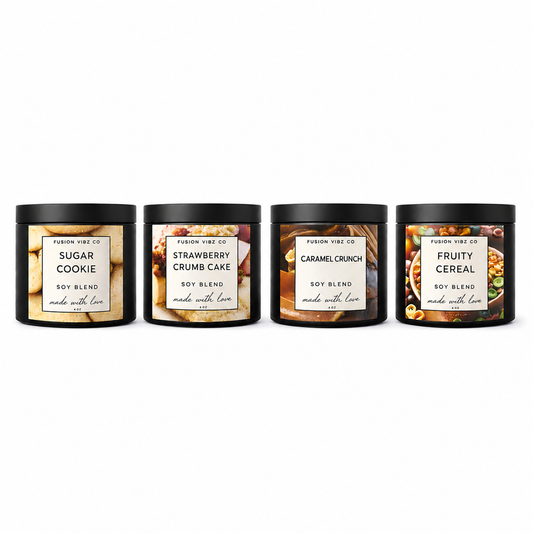 Dessert Collection Wickless Candle Bundle – 4 Sweet Bakery Scented Soy Blend Candles | Sugar Cookie, Strawberry Crumb Cake, Caramel Crunch & Fruity Cereal | Flame-Free Home Fragrance Gift Set